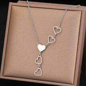 Hearts Pendant Charm Necklace